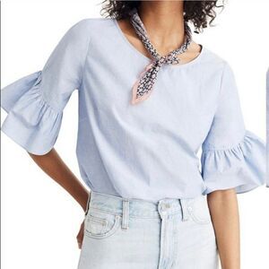 Madewell Ruffled Sleeve Chambray Top